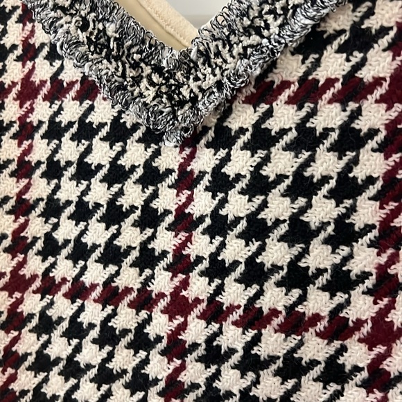Zara Basic cream red black Houndstooth Faux Suede Camisole Tank Top L preppy - Picture 10 of 14